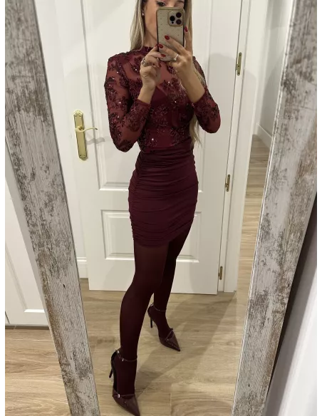 Vestido Celín burdeos