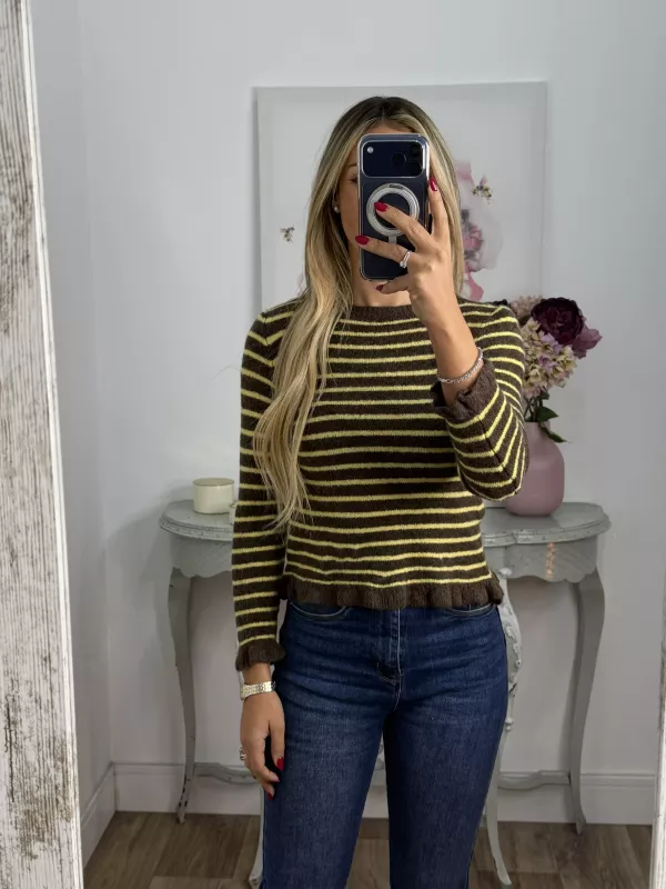 Jersey Fina chocolate y amarillo