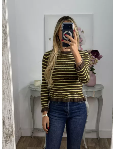 Jersey Fina chocolate y amarillo