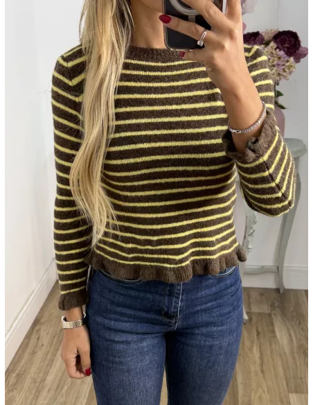 Jersey Fina chocolate y amarillo