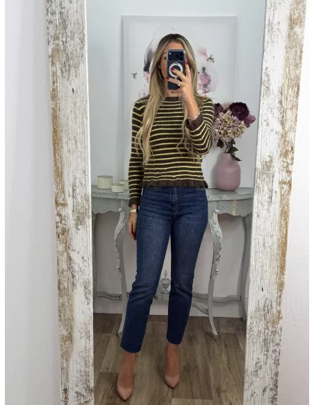 Jersey Fina chocolate y amarillo