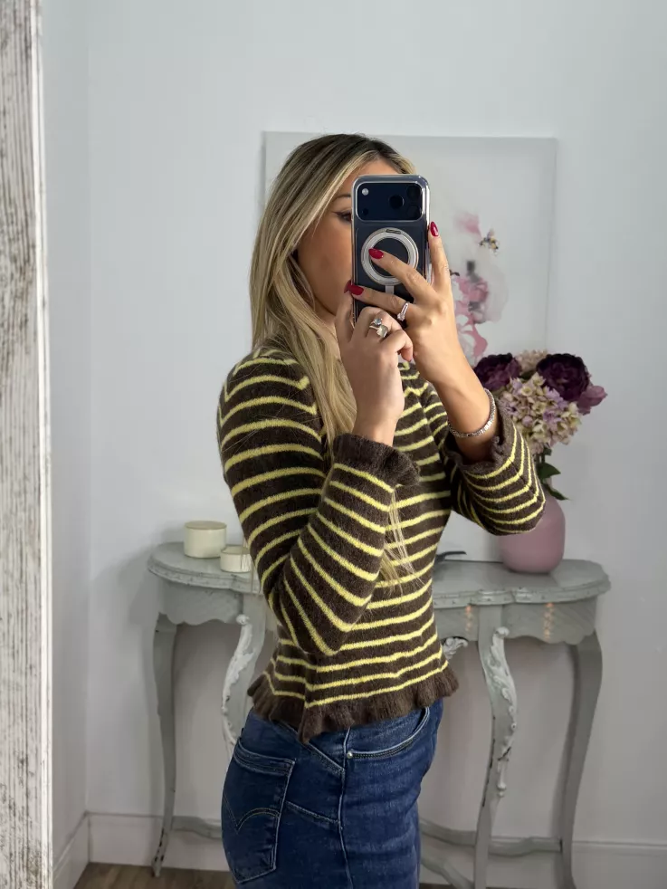 Jersey Fina chocolate y amarillo