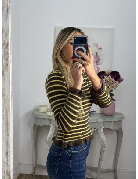 Jersey Fina chocolate y amarillo