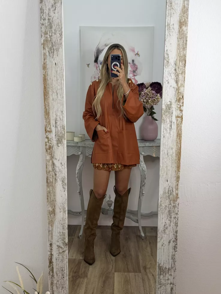 Blusón polipiel teja