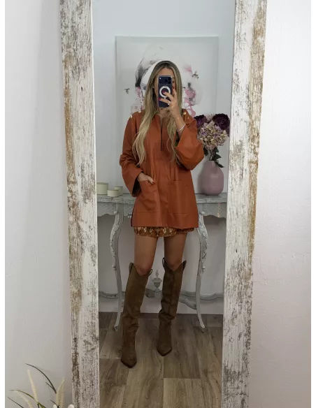 Blusón polipiel teja