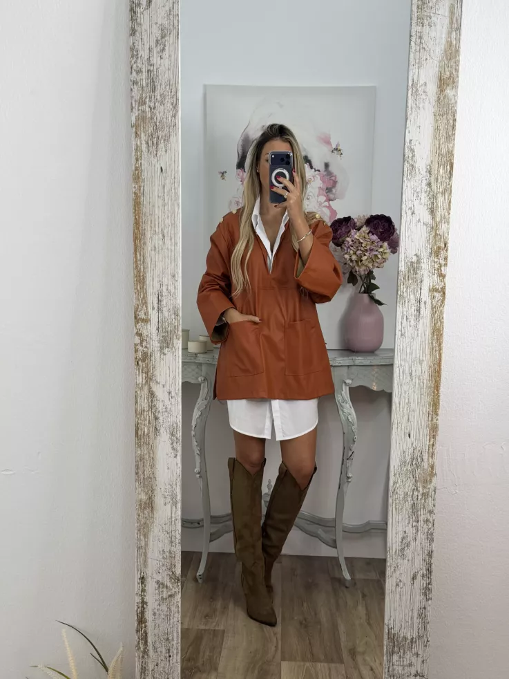 Blusón polipiel teja