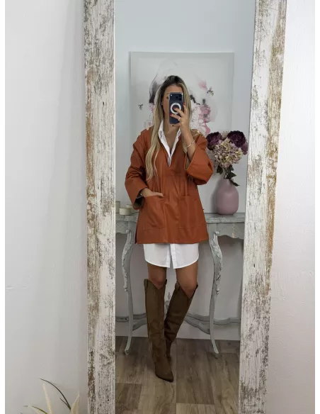 Blusón polipiel teja