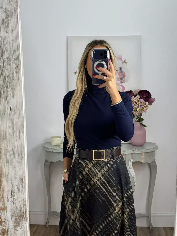 Jersey Deep cuello alto azul marino