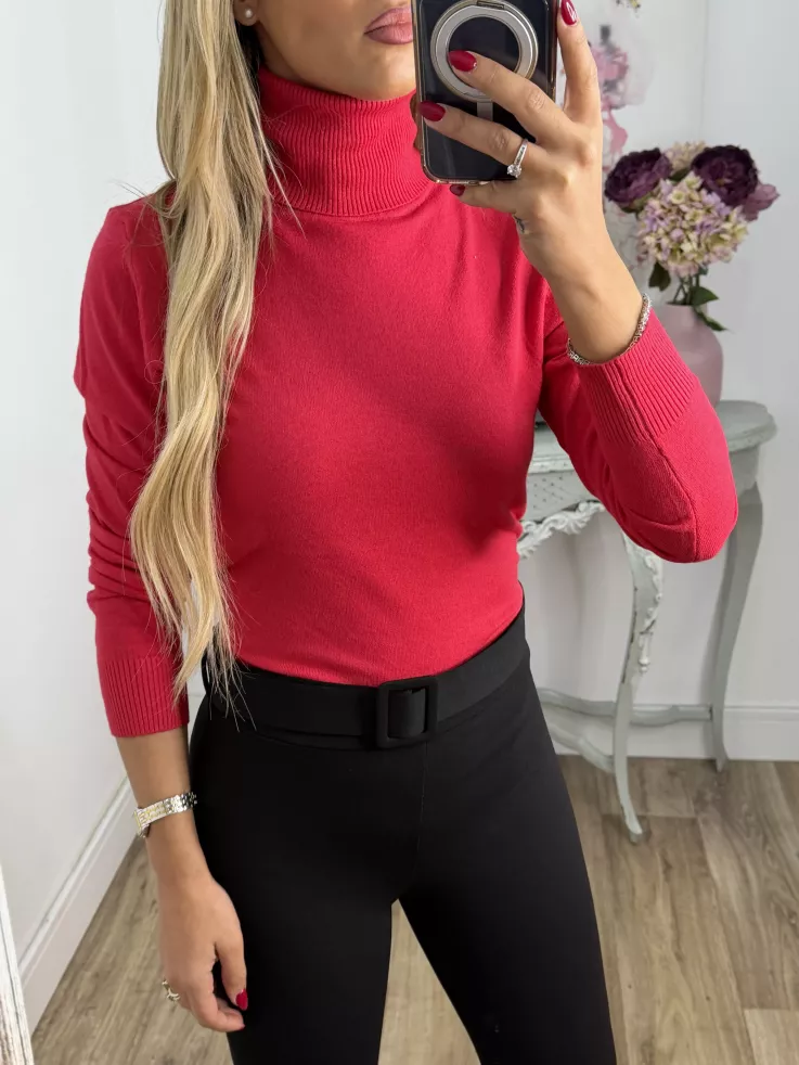 Jersey Deep cuello alto fresa