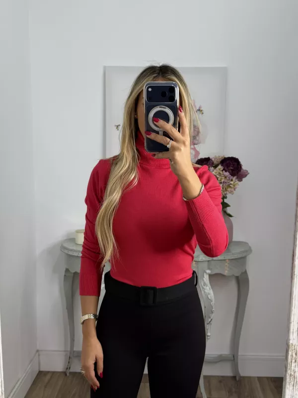 Jersey Deep cuello alto fresa