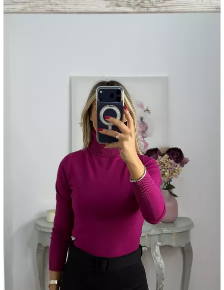 Jersey Deep cuello alto buganvilla