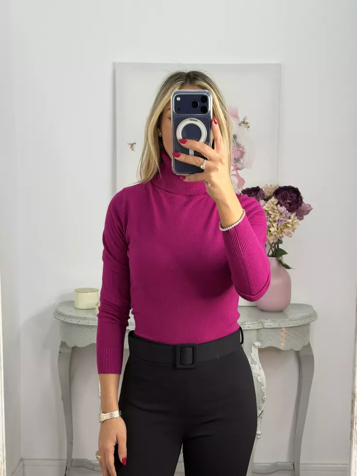 Jersey Deep cuello alto buganvilla