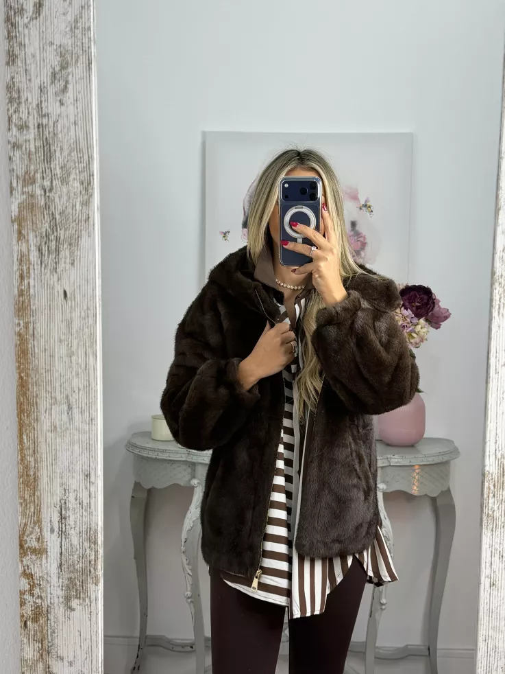 Abrigo bombero pelito marrón