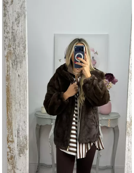 Abrigo bombero pelito marrón