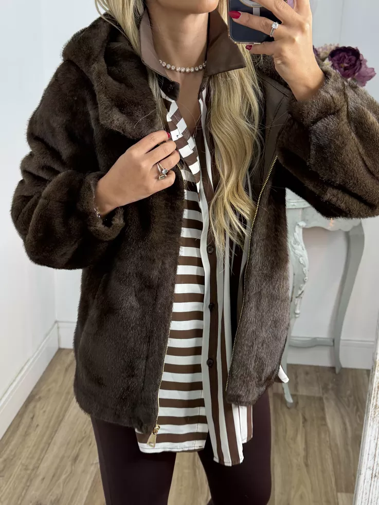 Abrigo bombero pelito marrón