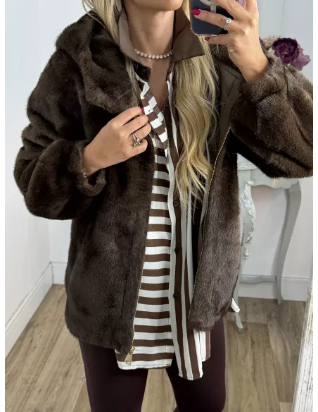 Abrigo bombero pelito marrón