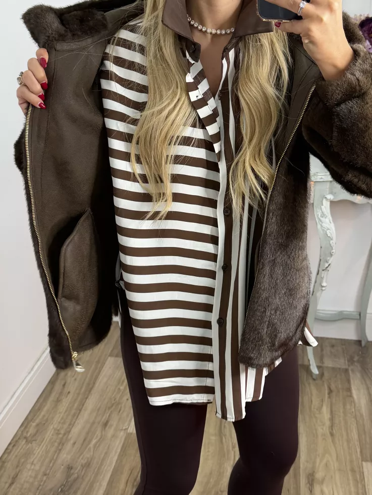 Abrigo bombero pelito marrón