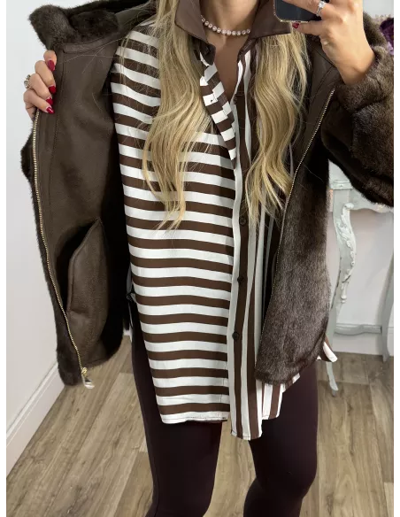 Abrigo bombero pelito marrón