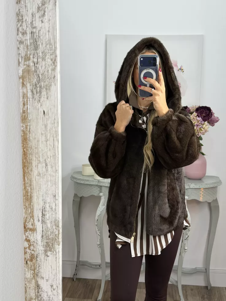 Abrigo bombero pelito marrón