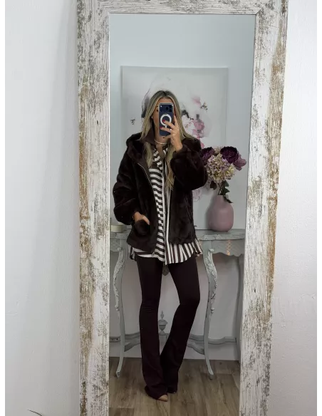 Abrigo bombero pelito marrón