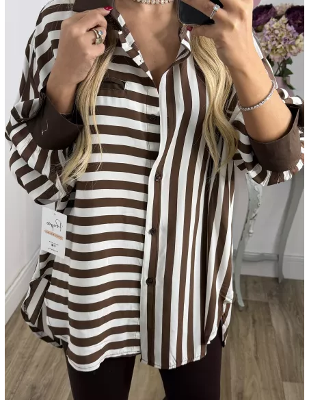Camisa de rayas distintas chocolate