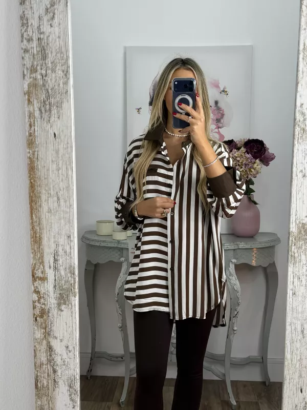 Camisa de rayas distintas chocolate