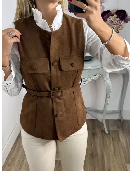 Chaleco de antelina choco