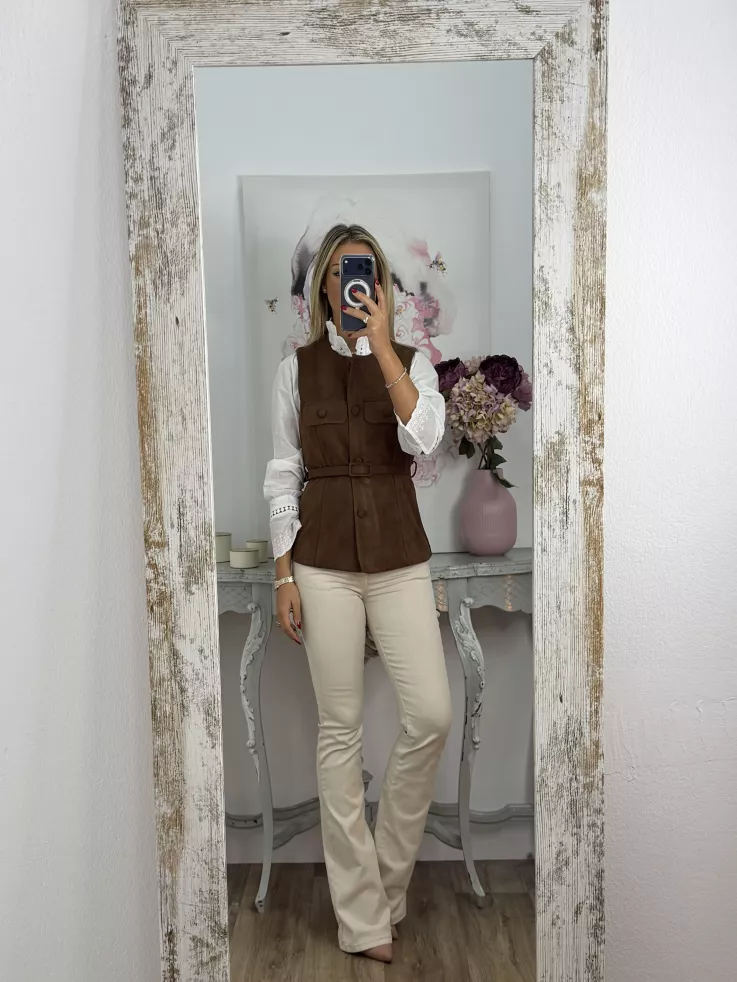 Chaleco de antelina choco