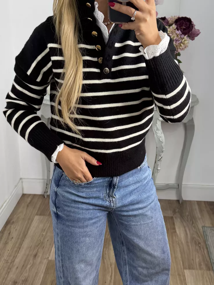 Jersey Gamma negro raya blanca