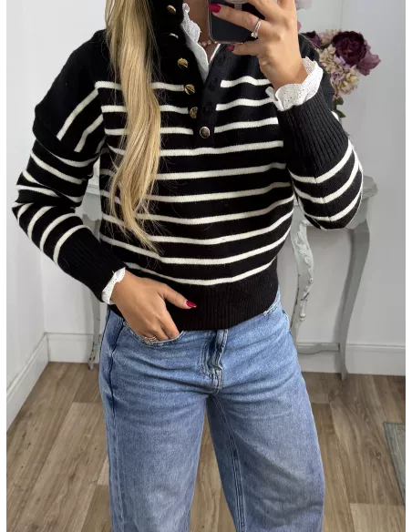 Jersey Gamma negro raya blanca