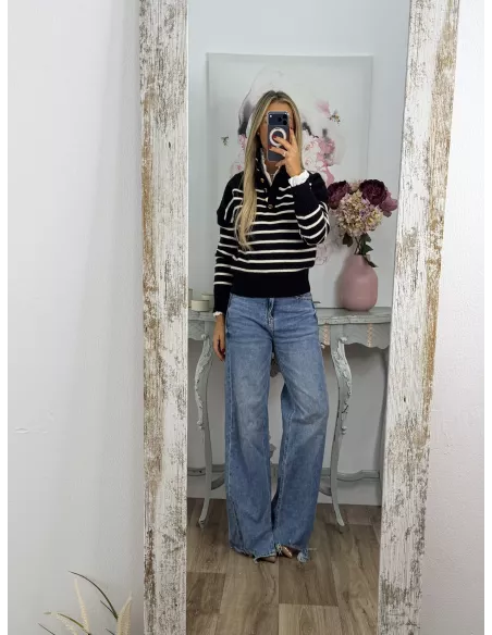 Jersey Gamma negro raya blanca