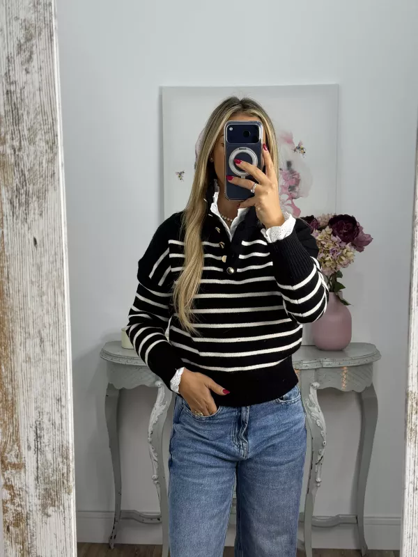 Jersey Gamma negro raya blanca