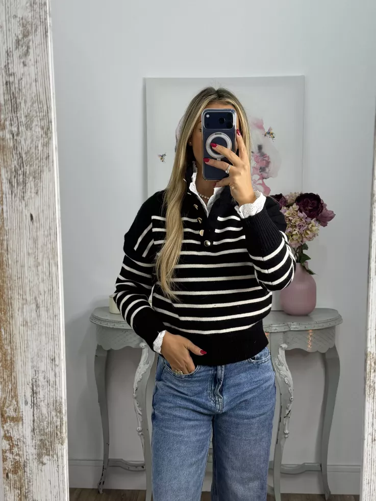 Jersey Gamma negro raya blanca