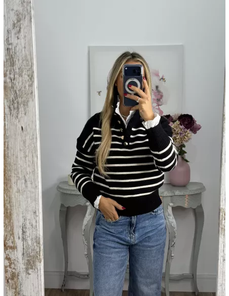 Jersey Gamma negro raya blanca