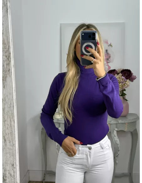 Jersey Deep cuello alto morado