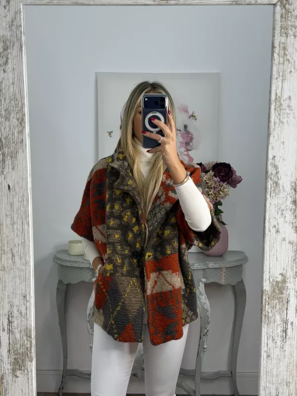 Abrigo Yuta Camel y teja