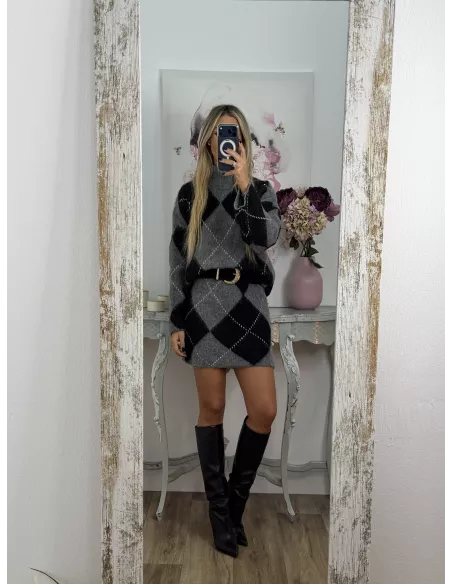 Conjunto de rombos gris y negro