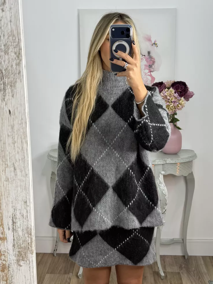 Conjunto de rombos gris y negro