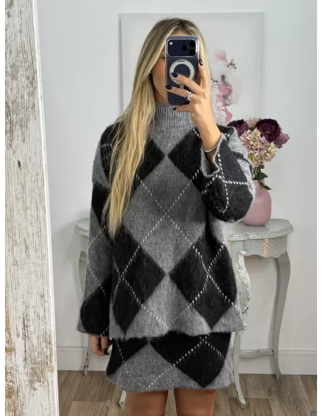 Conjunto de rombos gris y negro