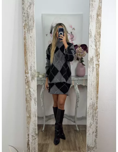 Conjunto de rombos gris y negro