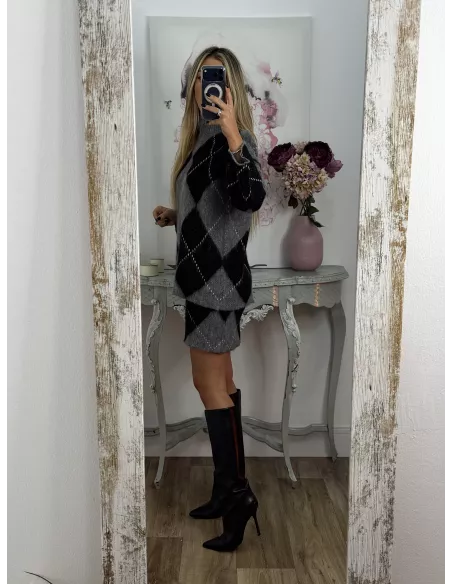 Conjunto de rombos gris y negro