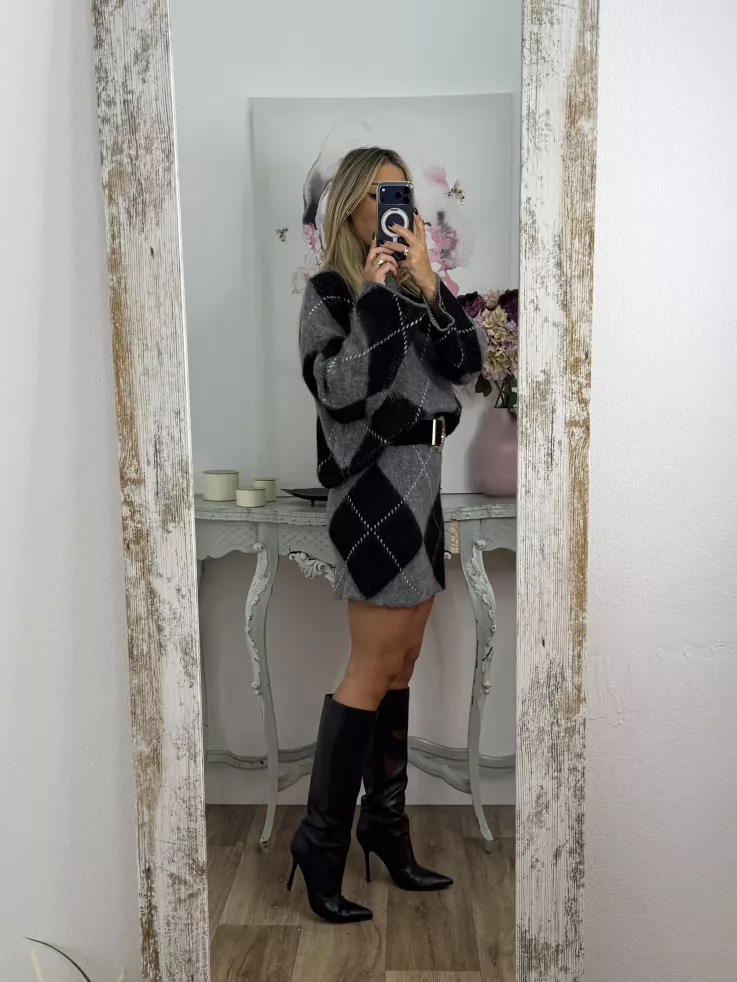 Conjunto de rombos gris y negro