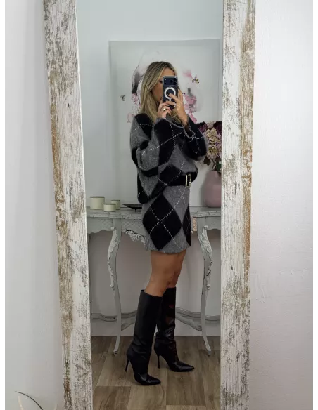 Conjunto de rombos gris y negro