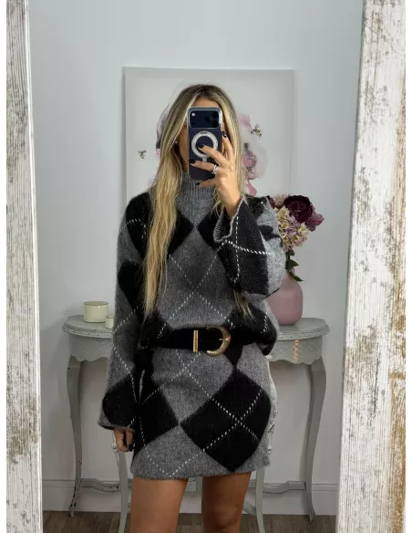 Conjunto de rombos gris y negro