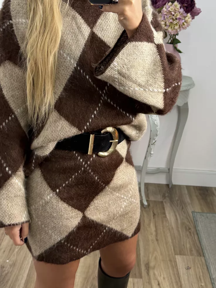 Conjunto de rombos choco y beige