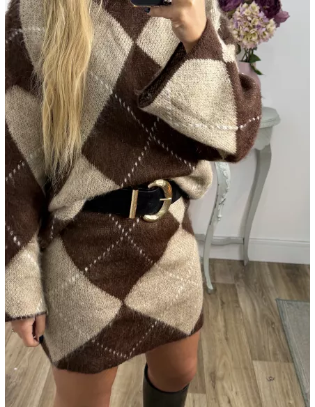 Conjunto de rombos choco y beige