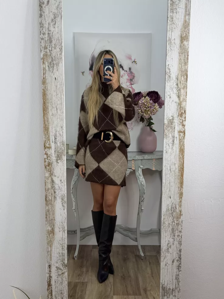 Conjunto de rombos choco y beige