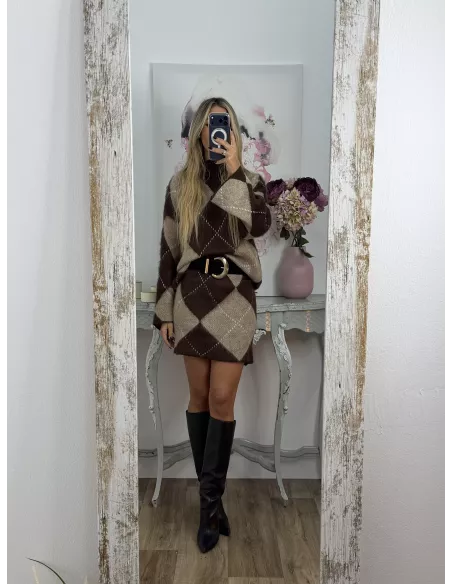 Conjunto de rombos choco y beige