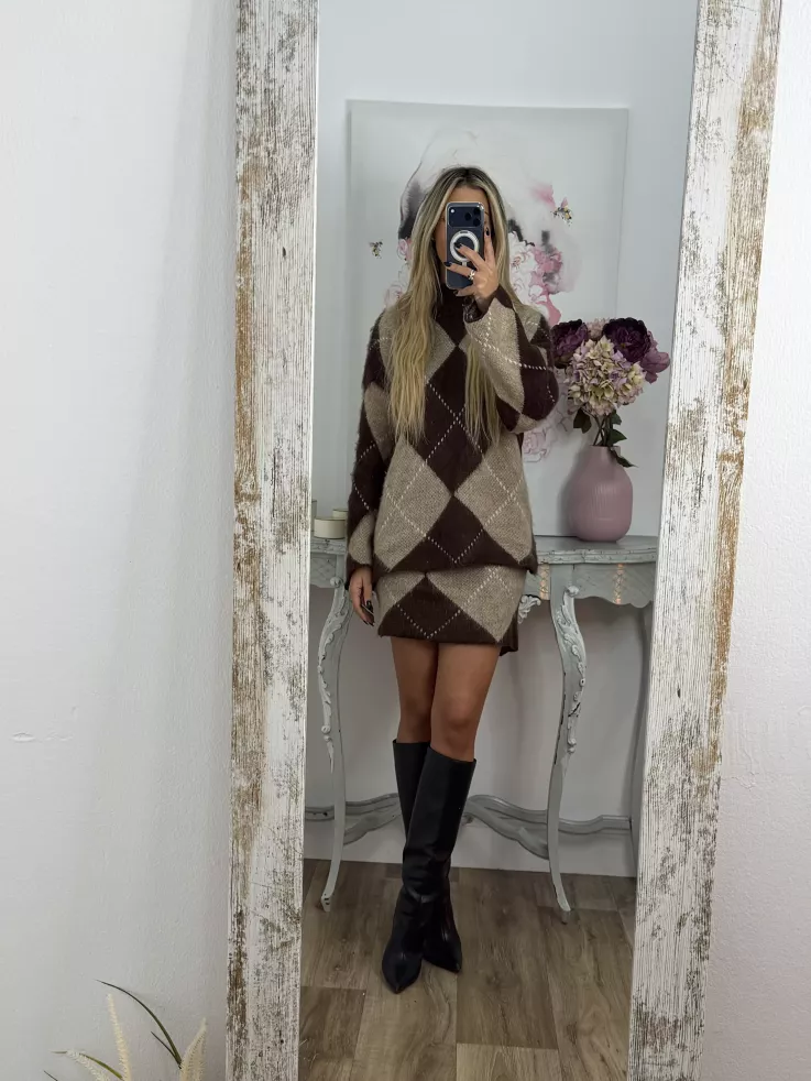 Conjunto de rombos choco y beige