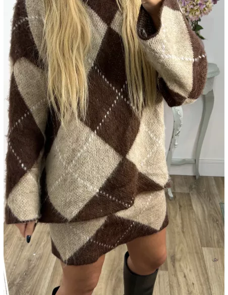 Conjunto de rombos choco y beige